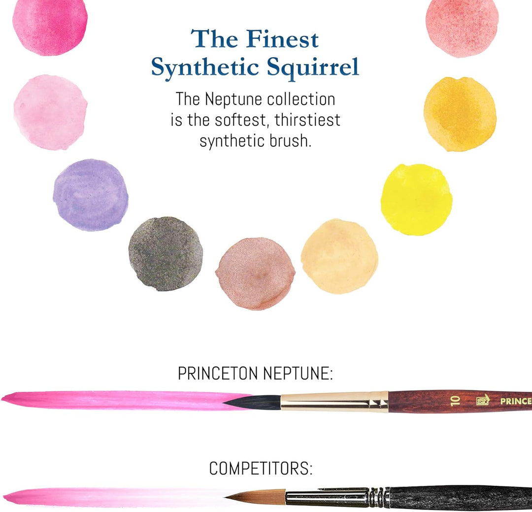 Princeton Neptune 4750 Pinsel-Set für Aquarellmalerei, 4-teilig, weich, synthetisch, Eichhörnchenpin