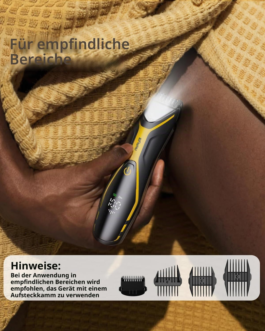 ENSSU Elektrischer intimrasierer mann, Type-C wiederaufladbar, Rasierer herren intimbereich mit LED-