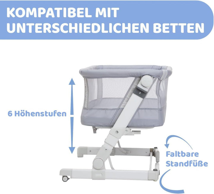 Chicco, Next2Me Pop Up Beistellbett, Höhenverstellbar, Neigbar, Kompatibel mit verschiedenen Betten,