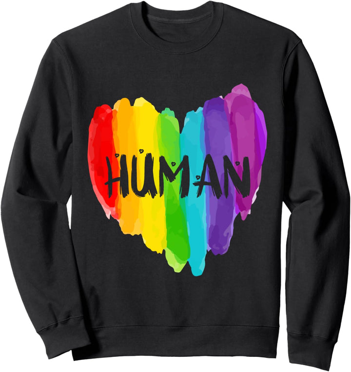 Gay Pride LGBT Menschliche Liebe Herz Flagge Regenbogen Farben Sweatshirt