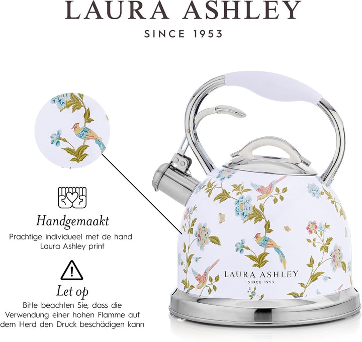 Laura Ashley Toaster und Stove Top Wasserkocher Set von VQ (Elveden Weiss, Induktions Wasserkocher u