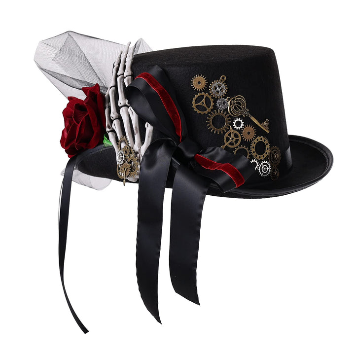 COSDREAMER Unisex Steampunk Zylinder Halloween Kostüm Hut mit Brille Schwarz Schwarz 7 L, Schwarz 7