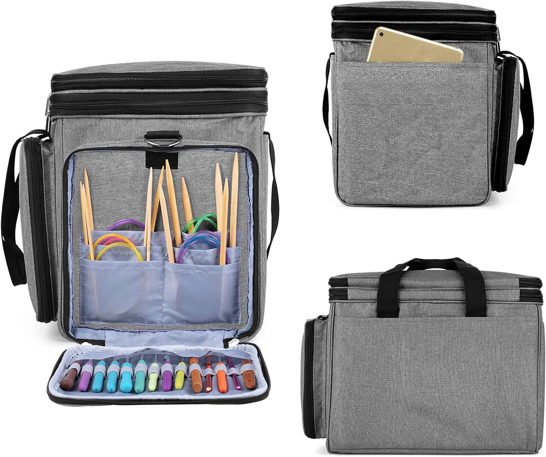 Luxja Wolle Tasche für Garn, Handarbeitstasche für Stricken, Stricktasche für Garn Stränge, Häkelnad