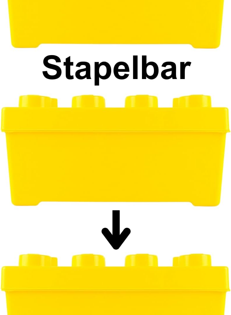 Stein-Experte LEGO® Aufbewahrungsbox Gelb – Kreatives Ordnungssystem im LEGO Design | Mittelgross mi