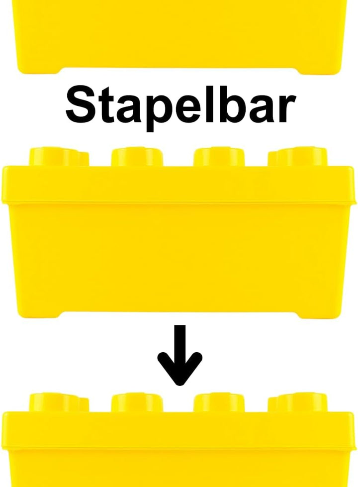 Stein-Experte LEGO® Aufbewahrungsbox Gelb – Kreatives Ordnungssystem im LEGO Design | Mittelgross mi