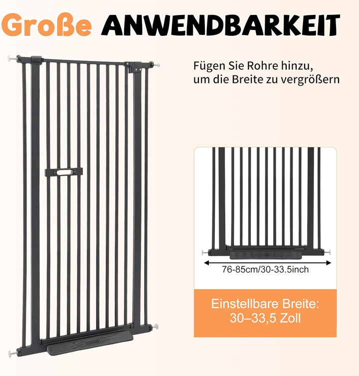 Schutzgitter für Haustiere Extra Hoch, Haustiergitter Extra Hoch mit Doppelverriegelung, 180° Türöff