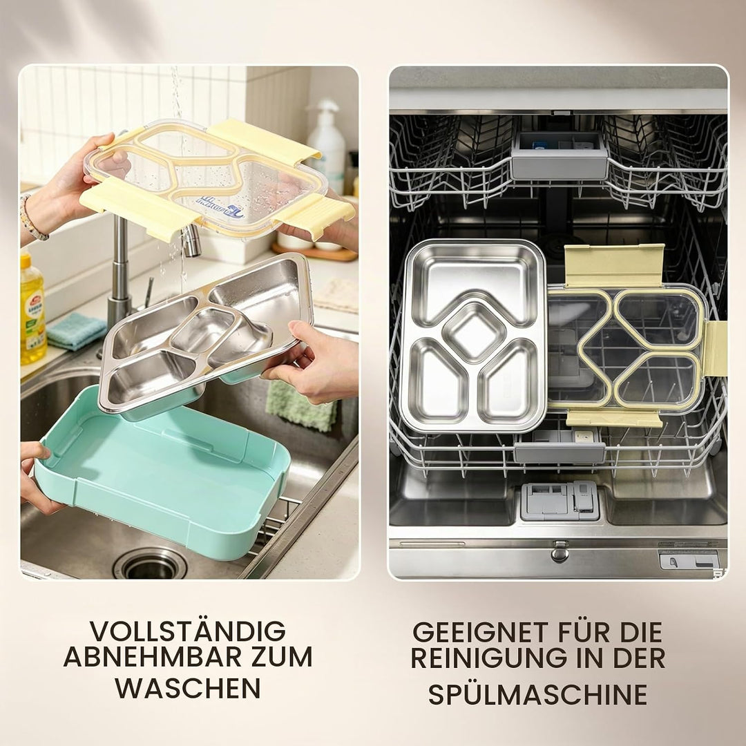Edelstahl Brotdose Kinder,1020ml Bento Box für Schule,Kita, Büro &amp; Picknick Gelb, Gelb