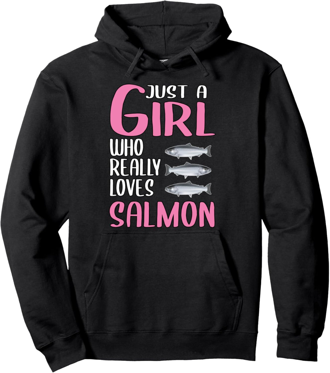 Damen Just A Girl Fisch Lachs Geschenk Lachs Pullover Hoodie