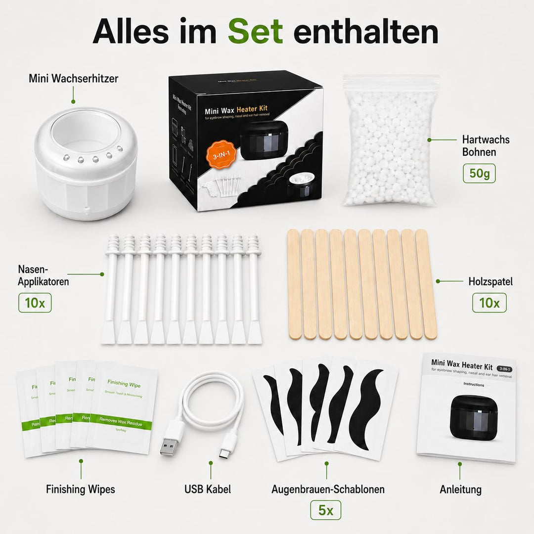 Nasenhaarentferner Wachs, Waxing Set mit Mini Wax Maschine und Nasenhaar Wachs Sticks, Wax Nasenwach