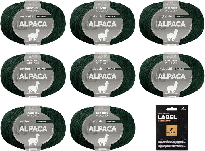myboshi Alpaca-Wolle inkl. original Label in Lederoptik, zum Häkeln/Stricken, temperaturregulierend,
