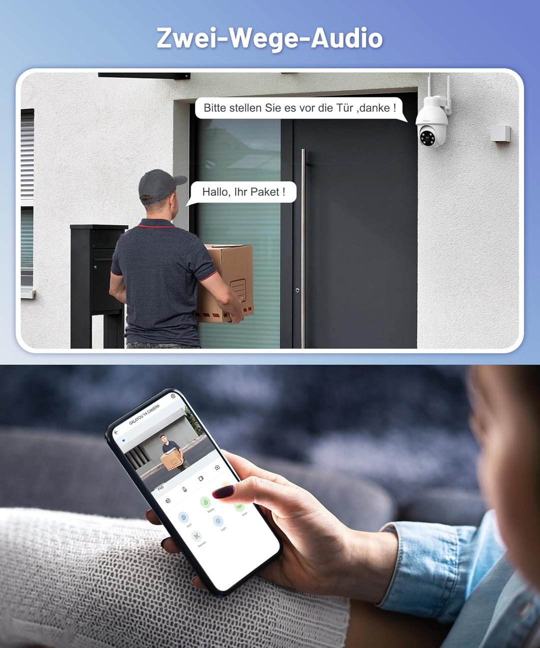 2K Überwachungskamera Aussen,GALAYOU PTZ Outdoor WLAN IP Kamera überwachung aussen, WiFi Dome Camera