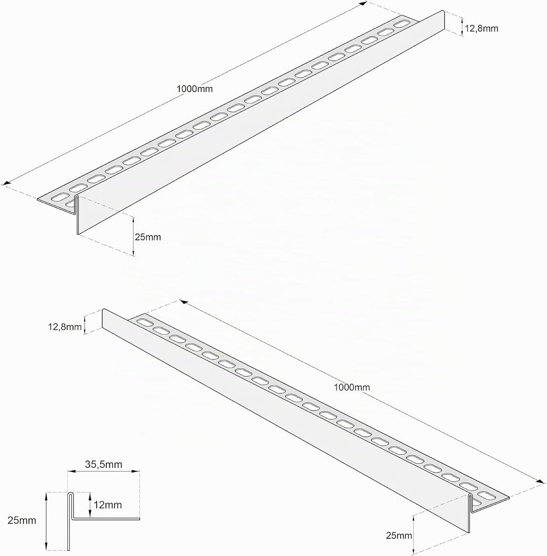 Aquabad Edelstahl Gefälleprofil Clive für begehbare Dusche 100cm, 1x paar (links und rechts), Kanten