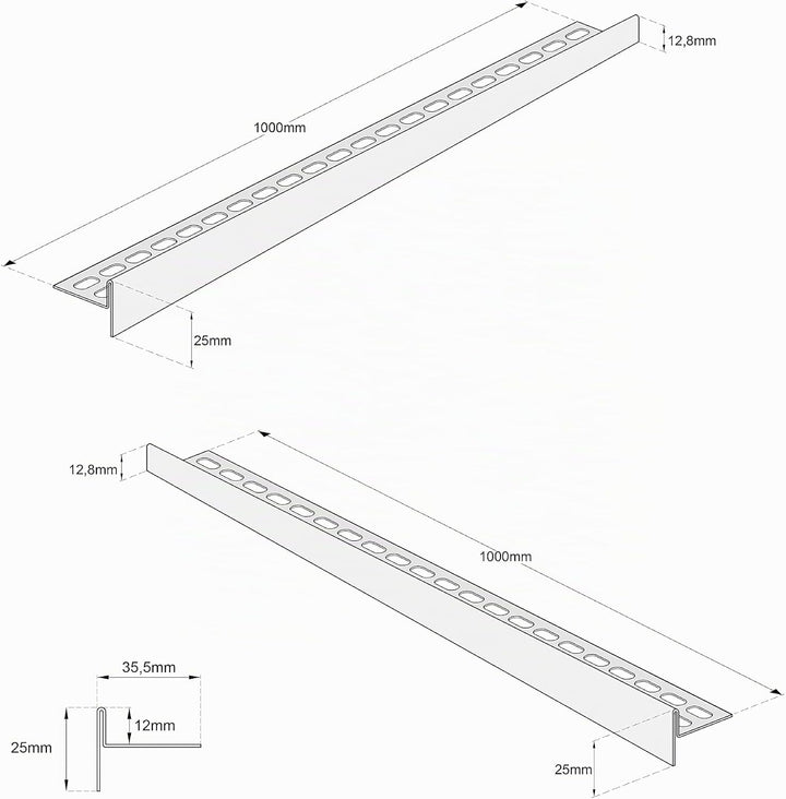 Aquabad Edelstahl Gefälleprofil Clive für begehbare Dusche 100cm, 1x paar (links und rechts), Kanten