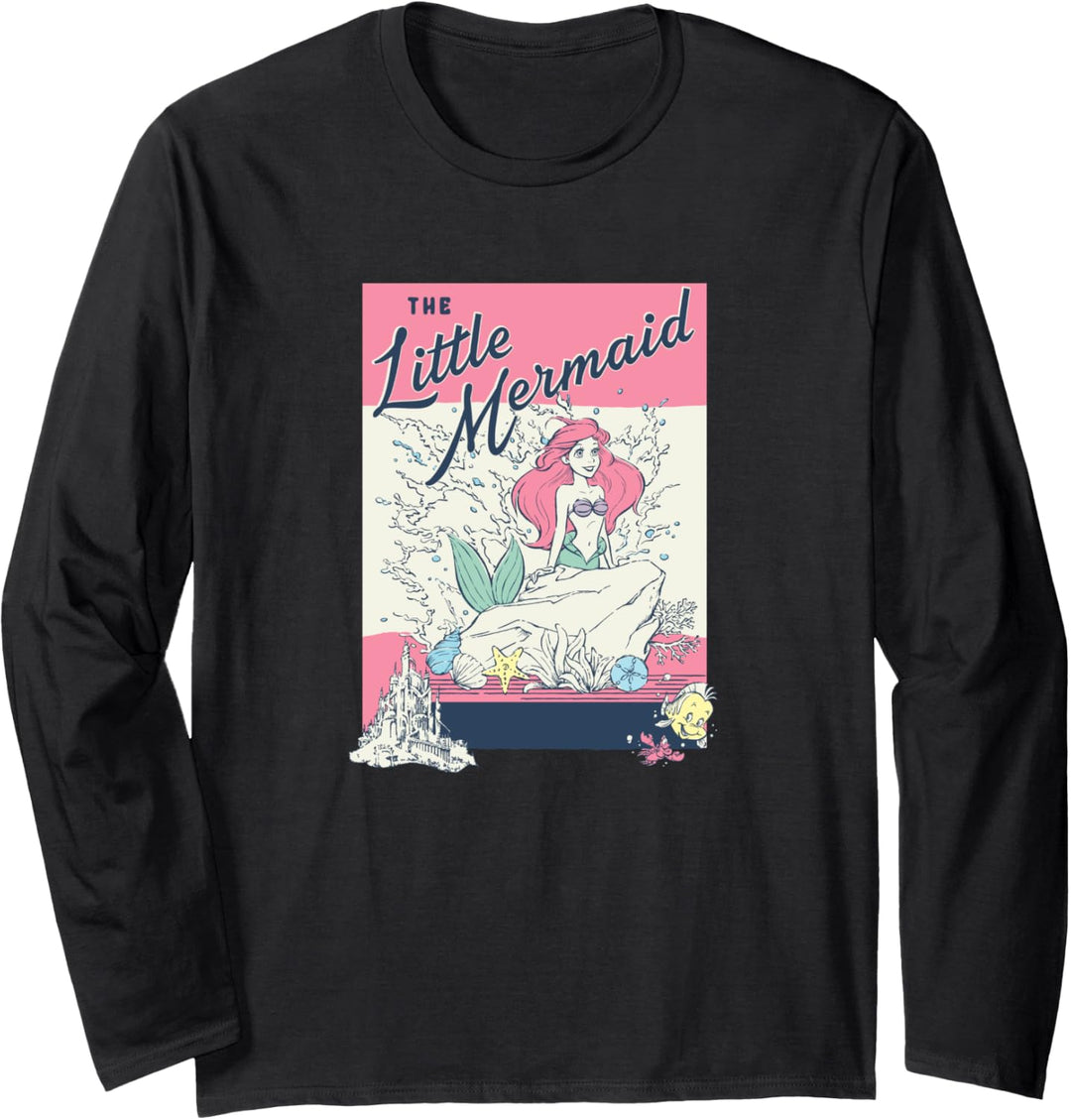 Disney The Little Mermaid Ariel & Flounder Vintage Poster Langarmshirt