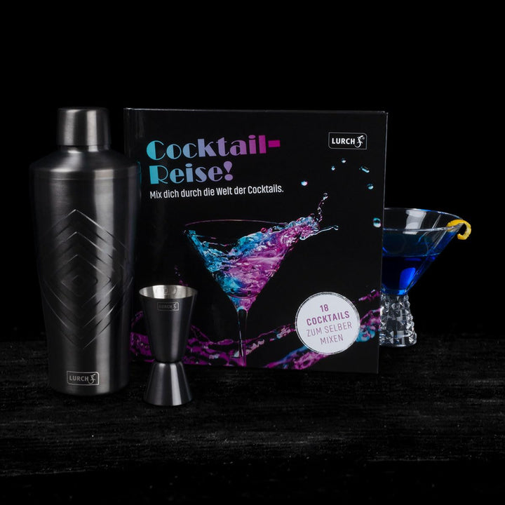 Lurch 240798 Cocktail-Set: 3tlg Cocktailshaker, Jigger/Barmass und Cocktailbuch, Geschenk- und Einst