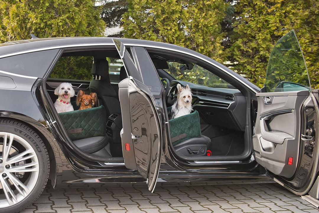 BOUTIQUE ZOO Exclusive Hunde Autositz | Autositz für Hunde, Katzen, Haustier | Rückbank, Beifahrersi