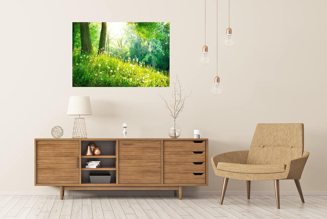 islandburner XXL Bild Poster Spring Nature Schöne Landschaft Grünes Gras Und Bäume Premium Bilder Fo