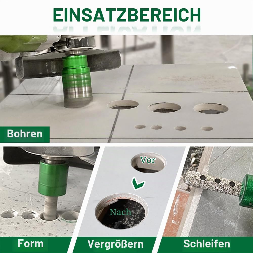 KURSTOL Diamant-Bohrkrone Kit - 5 Stück Diamantbohrer Durchmesser 25/35/40/50/68MM+1 Stück 20MM Diam
