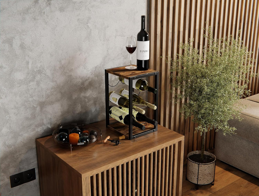 Lenmar - Metall Weinregal für 6 Flaschen | LOFT 2-6 | Kompakt Maximierte Kapazität | Modernes Design
