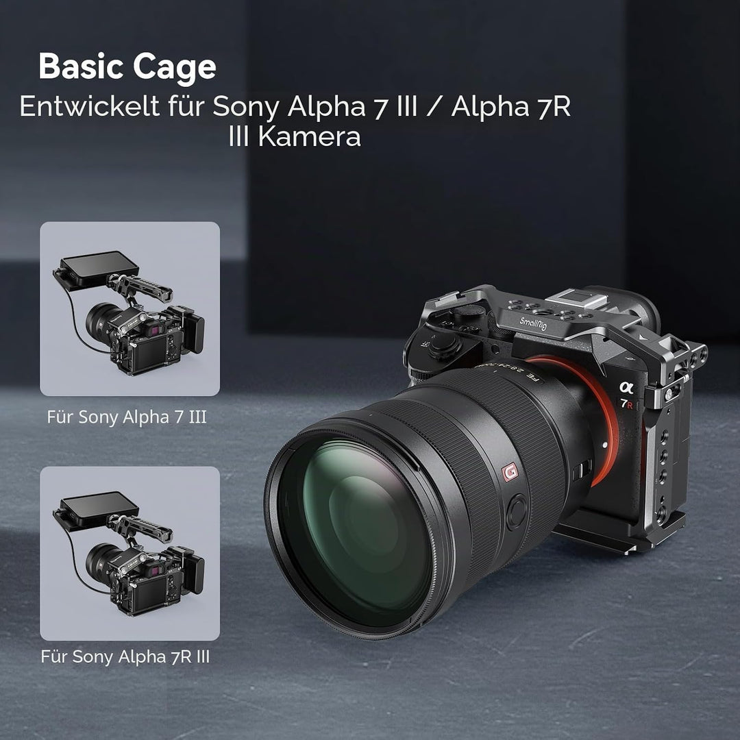 SMALLRIG A7 III / A7R III Kamerakäfig für Sony Alpha 7 III/Alpha 7R III, Aluminiumlegierung mit Schn
