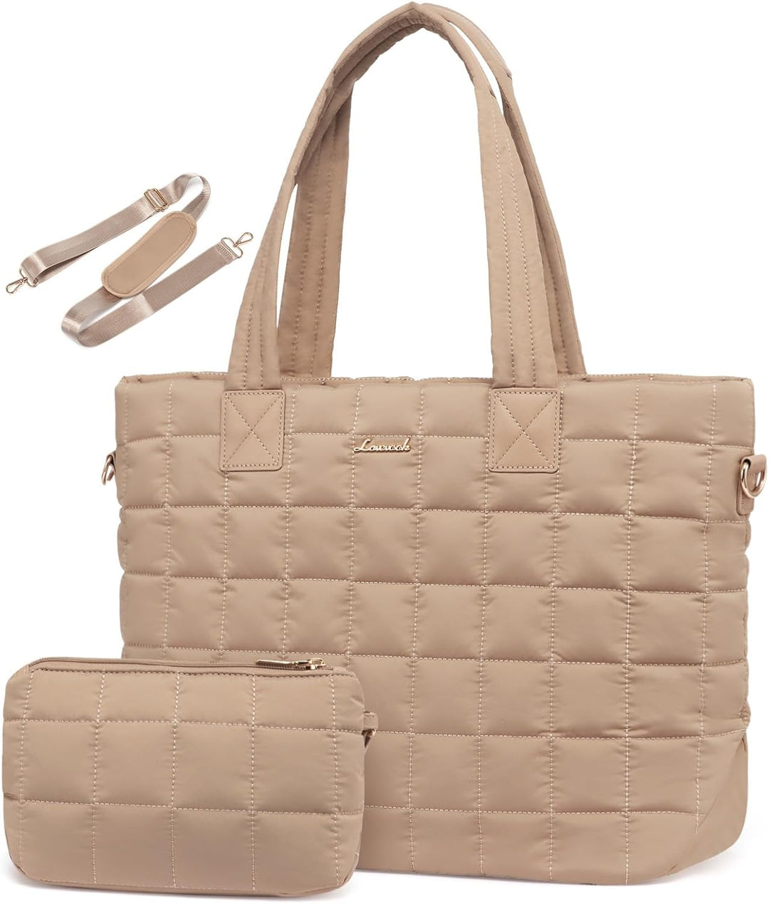 LOVEVOOK Laptoptasche Damen 15,6 Zoll，Laptop Handtasche Arbeitstasche Gross，Puffer Shopper Tasche Sc