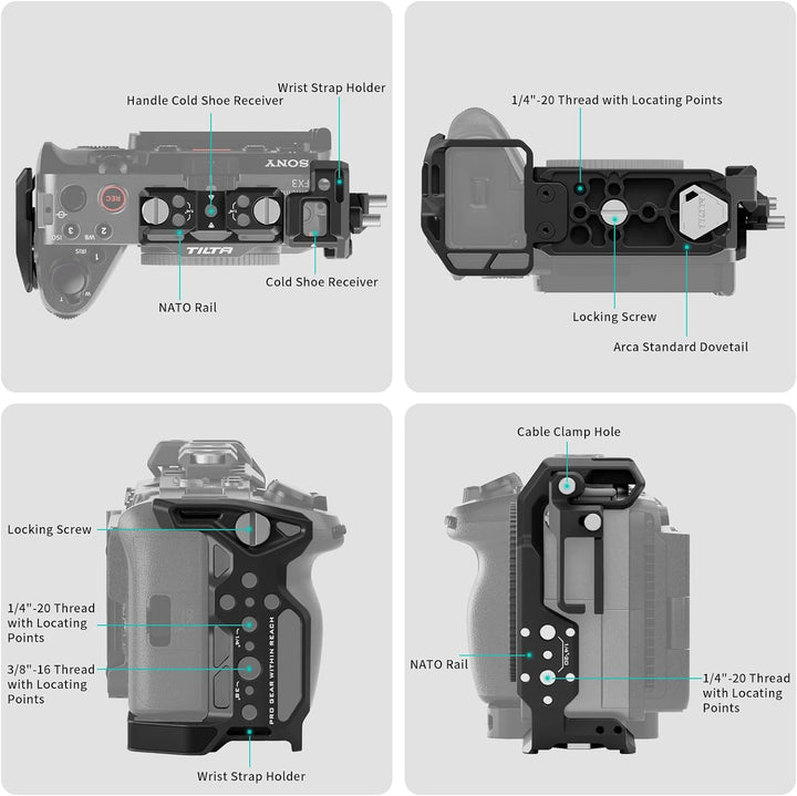 Tilta FX30 FX3 Cage, Voller Kamerakäfig kompatibel mit Sony FX30 FX3, mit HDMI-Kabelklemme, Schnellw