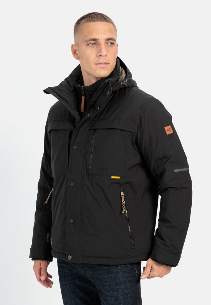 camel active Herren teXXXactive® Funktionsjacke mit Abnehmbarer Kapuze 25 Schwarz, 25 Schwarz