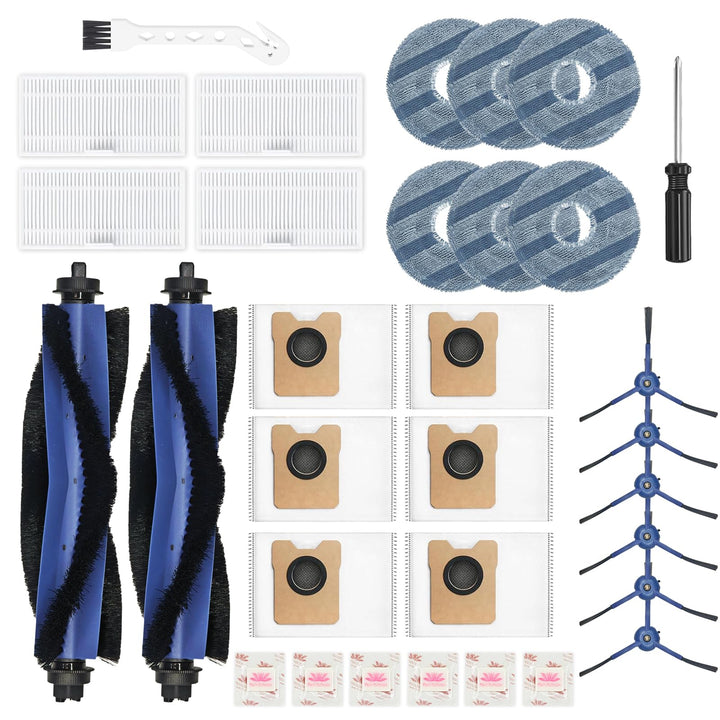 32 Stück Zubehör für Eufy Omni C20 Saugroboter, Ersatzteil set | 2 Hauptbürsten,4 Filter,6 Wischtüch