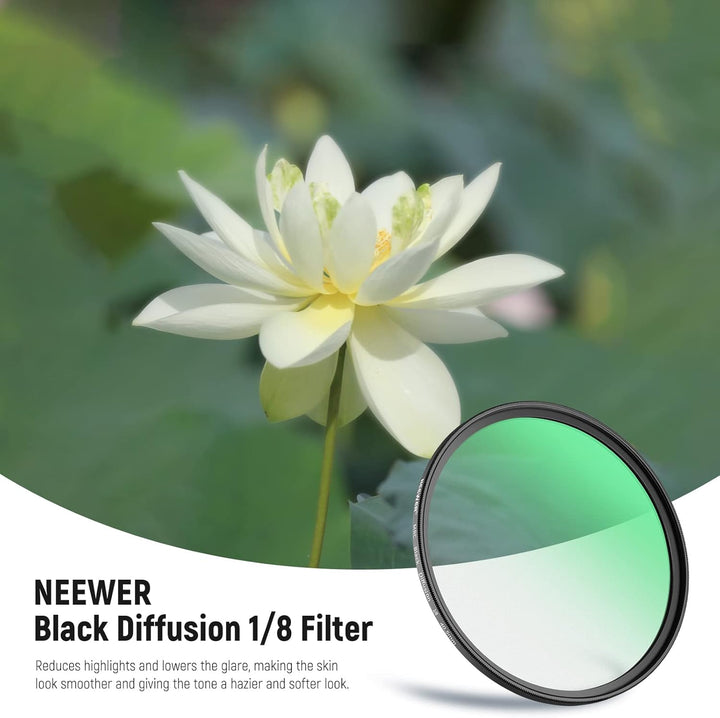 NEEWER 40,5 mm schwarzer Diffusionsfilter, 1/8 Zoll, Dreamy Cinematic Effect Filter, ultradünn, wass