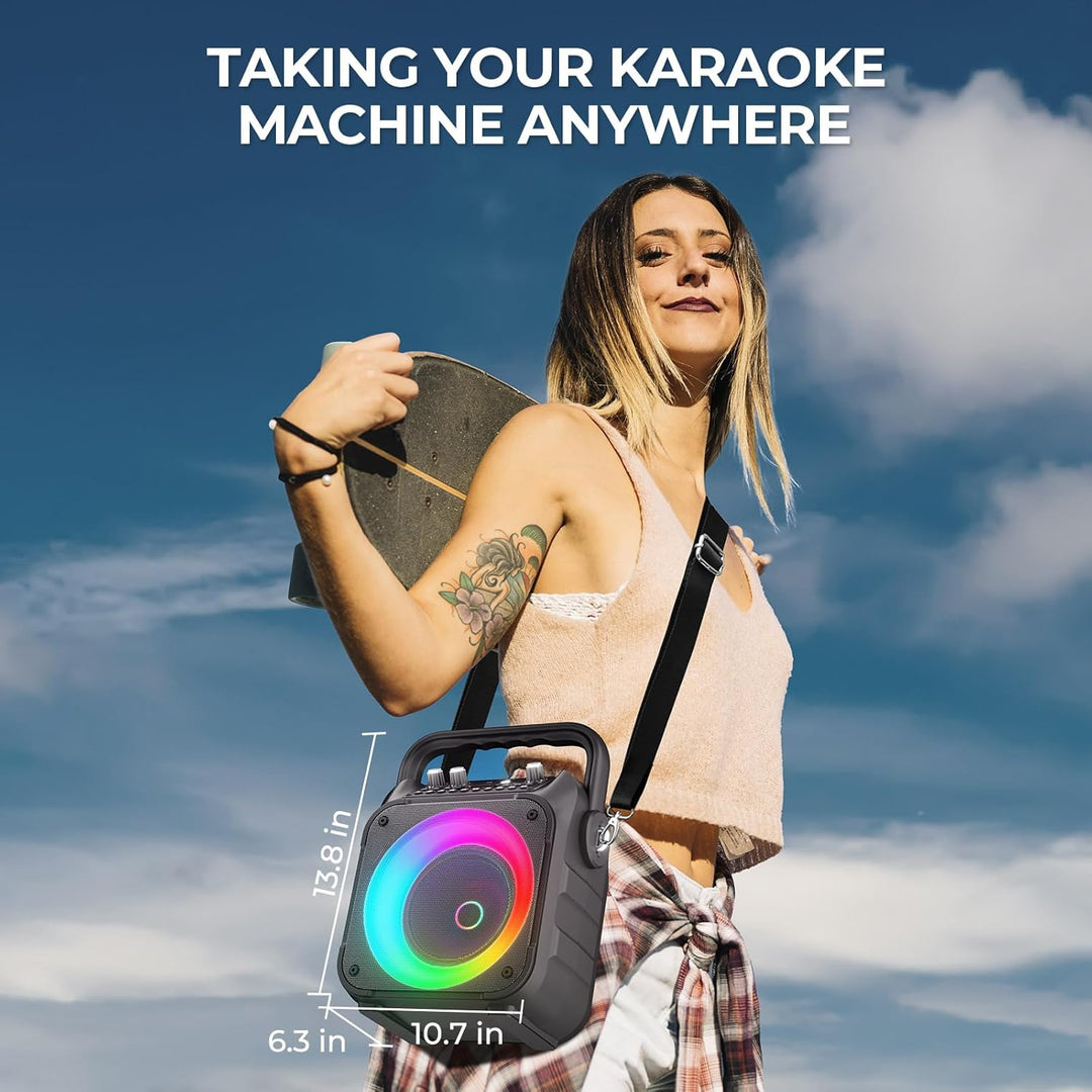 Karaoke Maschine Ankuka Karaoke Anlage mit 2 Mikrofonen Bluetooth Lautsprecher für Erwachsene & Kind