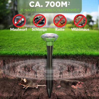 ISOTRONIC – 3er Set Solar Maulwurfvertreiber gegen Bodentiere wie Maulwürfe, Wühlmäuse, Ameisen & Sc