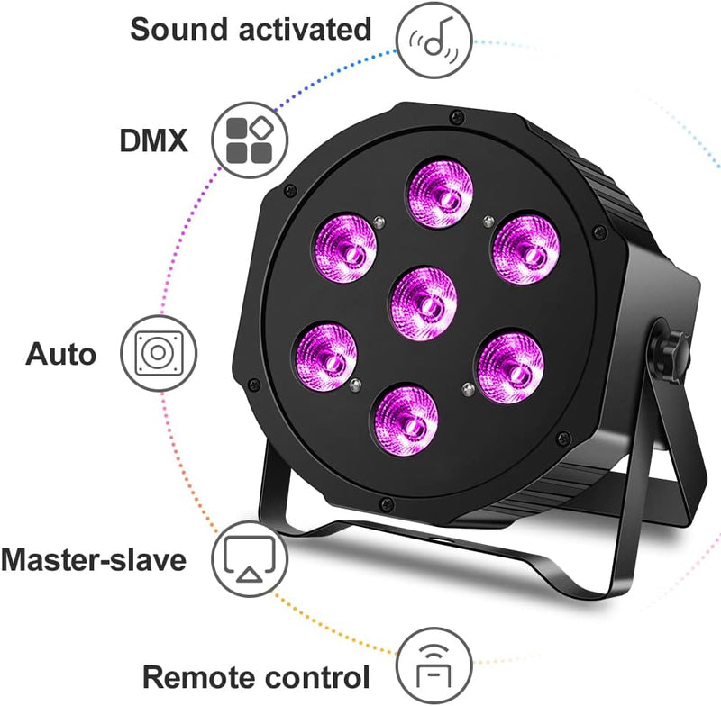 DELIBANG 4PCS RGBW LED Par Strahler 7 LED DMX Scheinwerfer Bühnenlicht Partylicht Lichteffekte mit F