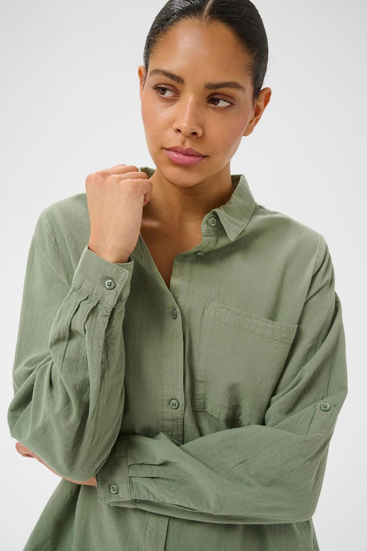 KAFFE Damen Langarm - Hemd KAnaya Damen Hemd Langarm Kragen Lang Casual Hemdbluse Lange Ärmel