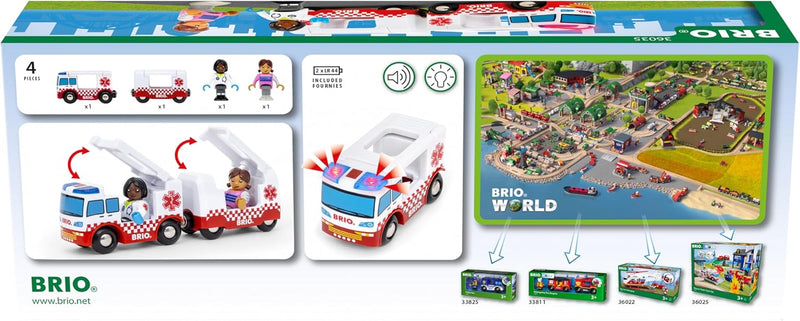 BRIO World – 36035 Rettungswagen | Zugset-Zubehör für Kinder ab 3 Jahren