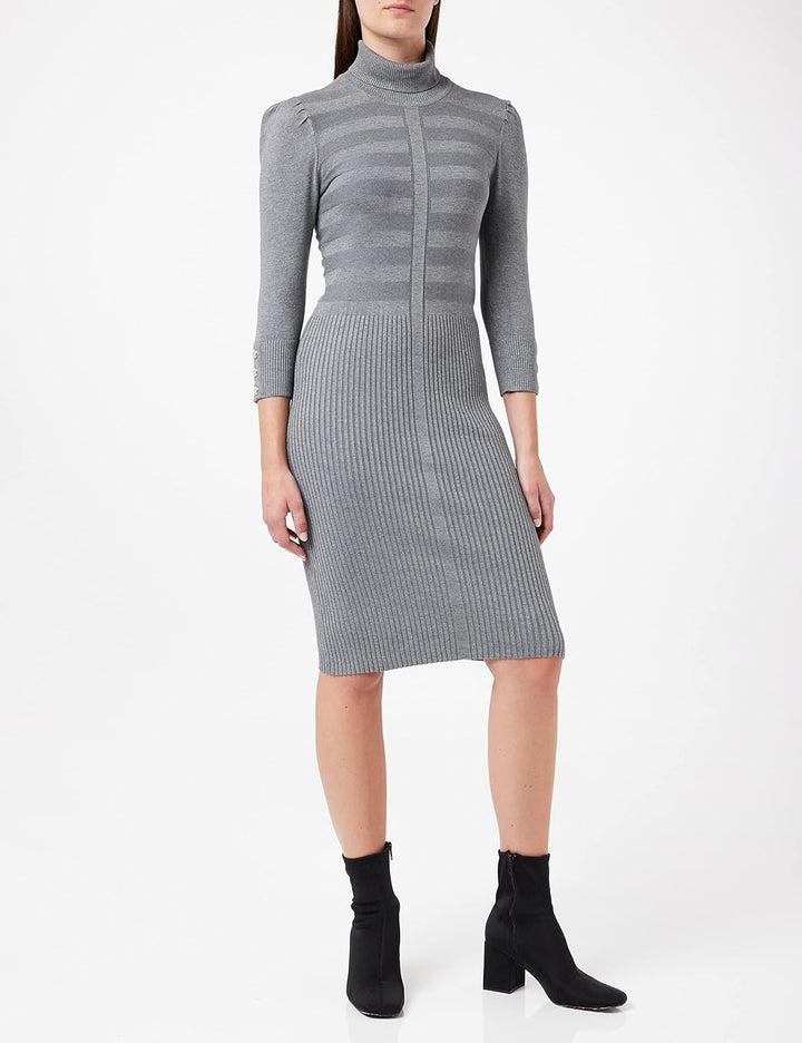 Morgan Damen Trico Kleid mit Langen Ärmeln, 212 Rmto Robe M Anthrazit, M Anthrazit