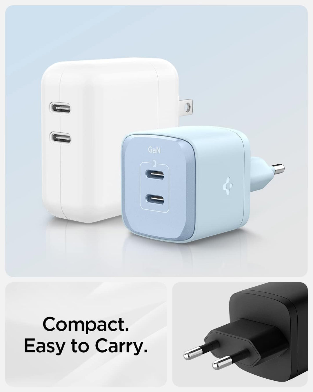 Spigen GaN III 352 Total 35W 2 Ports Dual USB C Wandladegerät PD 3.0 PPS Ladeblock Adapter Kompatibe