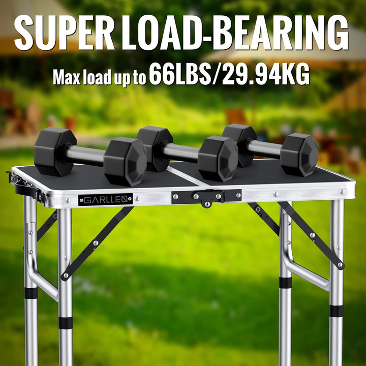 GARLLEN Campingtisch klappbar, 58x40cm & 3 einstellbare Höhen(26/48/70cm), Klapptisch Camping Tisch,