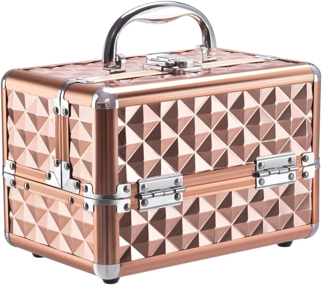 GIANTEX Kosmetikkoffer mit Spiegel, Beauty Make-up Case Schminkkoffer aus ABS und Aluminium, 2 auszi