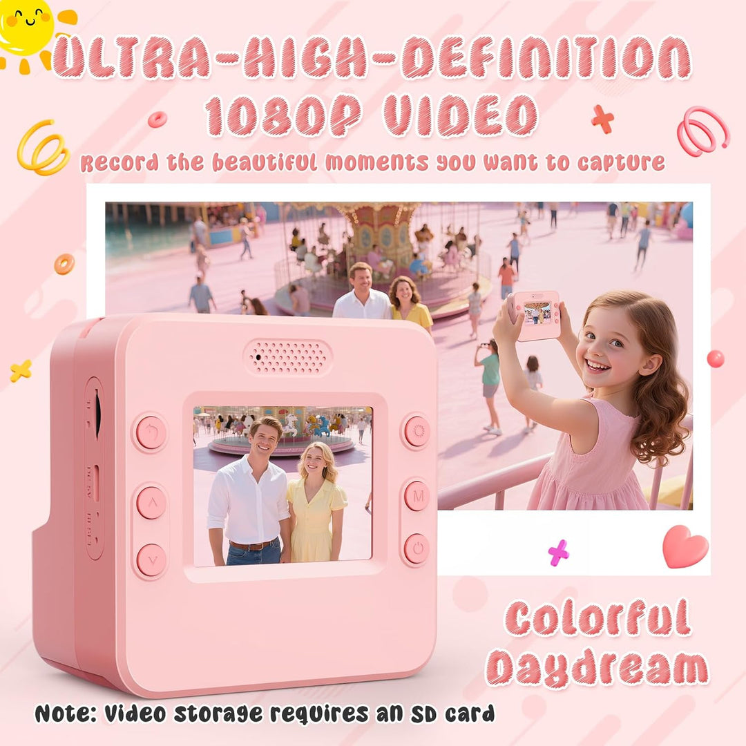 Sofortbildkamera Kinder Kamera,2.4" HD Bildschirm Kinderkamera mit 32GB Spielzeug ab 3 4 5 6 Jahren