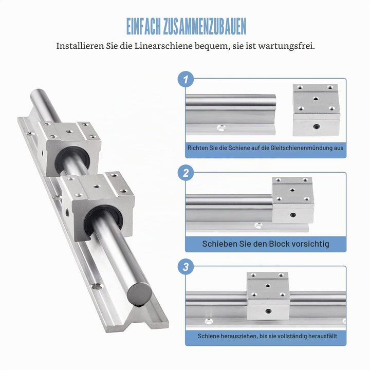 CNCMANS Linearführung SBR20 Linearschiene 800mm Gleitschiene Welle mit 4x SBR20UU Lagerblock + SFU16
