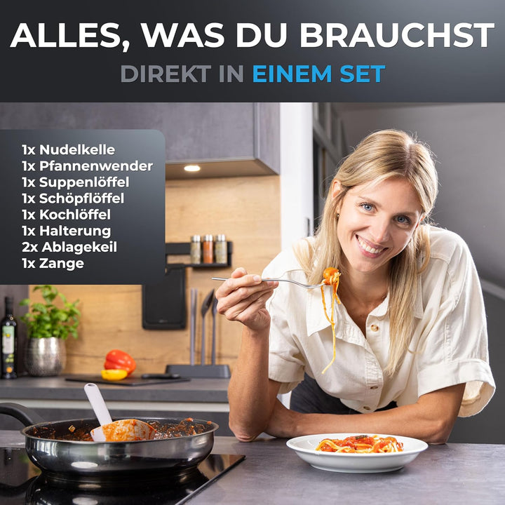 Sénart Küchenhelfer-Set | 6-teilig mit Ständer | hitzebeständig | Küchenutensilien Set | Küchen Zube