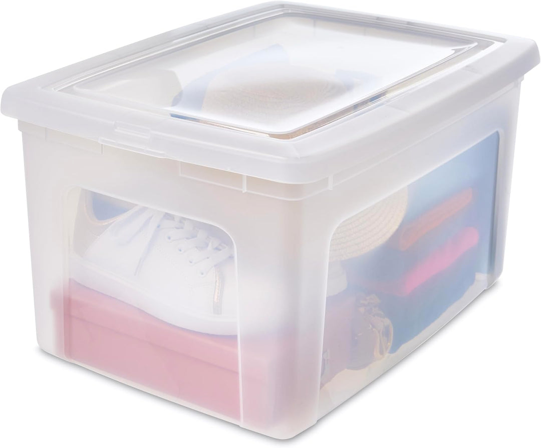 Iris Ohyama, 3er-Set, Aufbewahrungsboxen, 50 L, durchsichtig, stapelbar, Wohnzimmer, Schlafzimmer -