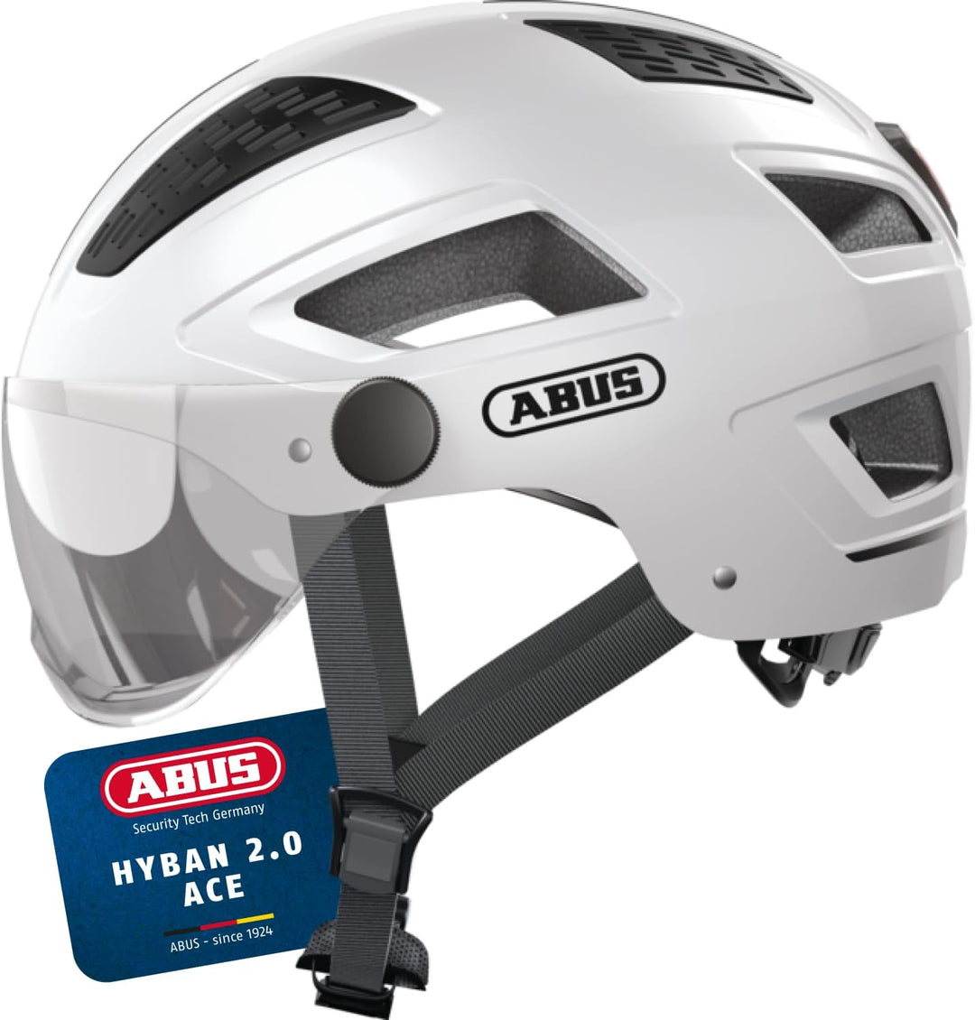 ABUS Stadthelm Hyban 2.0 ACE - Fahrradhelm mit Visier, Licht und ABS-Hartschale - für Damen und Herr