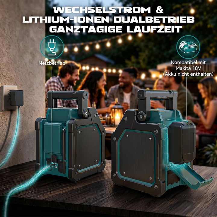 Ecarke Akku Baustellenradio DAB+ FM Radio kompatibel mit Makita 18V Akku