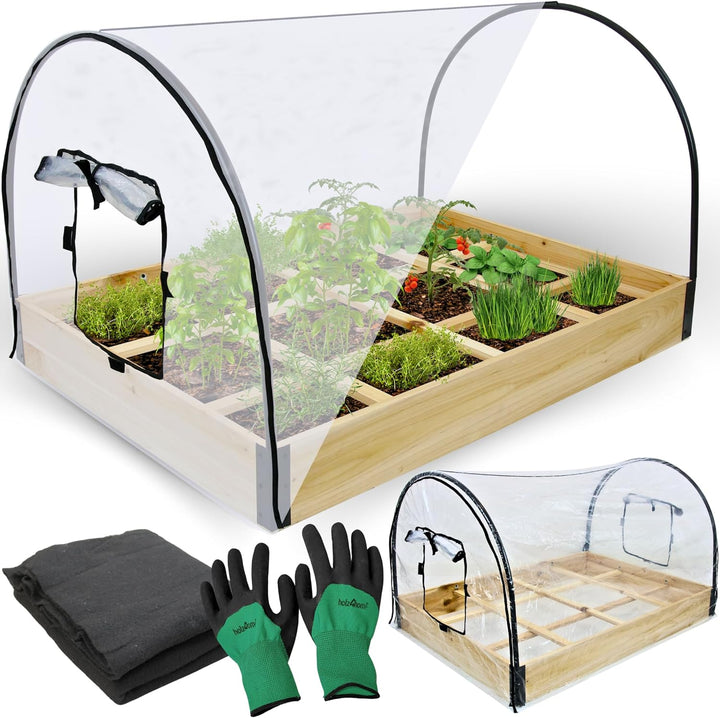 holz4home® Hochbeet aus Fichtenholz | 40 x 79,5 x 78 cm (BxHxL) | Mit Folie und Polycarbonatplatte f