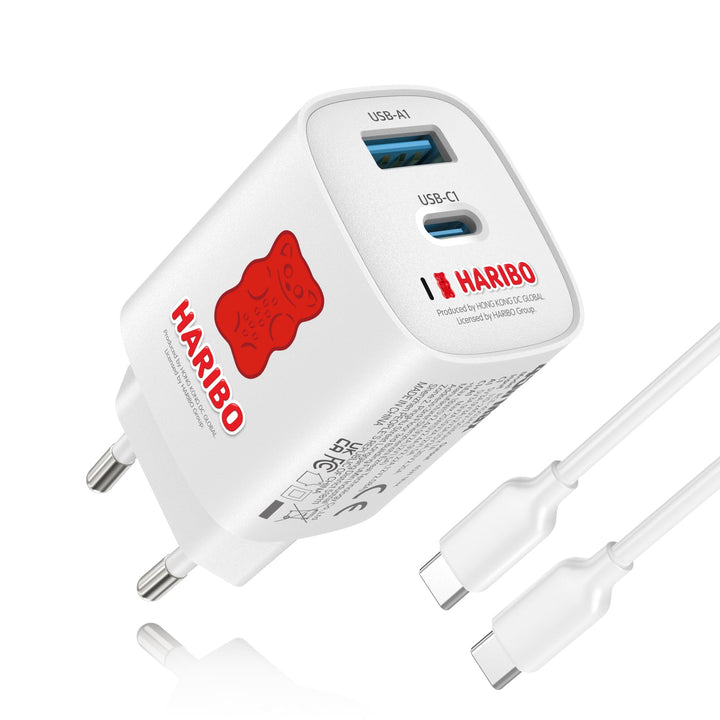 Haribo 45W USB C Ladegerät, 2-Port Schnellladegerät PPS USBC Netzteil GaN Charger für Samsung Galaxy