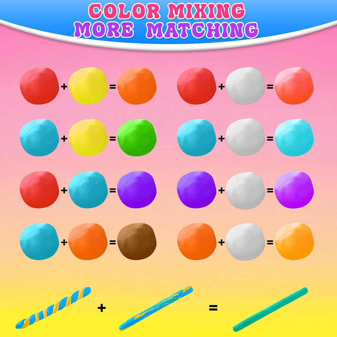 Modelliermasse Lufttrocknend, 24 Farben Lufttrockener Magischer Knete für Kinder, Air Dry Clay, 24 F