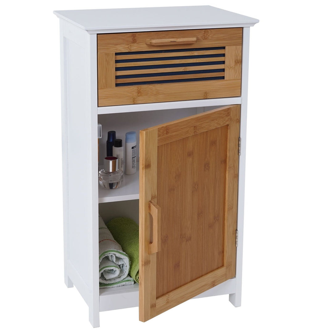Mendler Kommode HWC-A85, Badezimmerkommode Badschrank Bambus, 71x40x31cm weiss