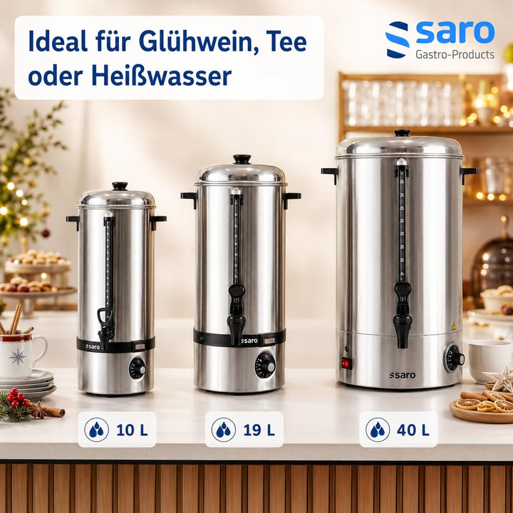 Saro 317-2005 HOT DRINK MAXI Glühwein-und Heisswasserspender, 40L, Edelstahl