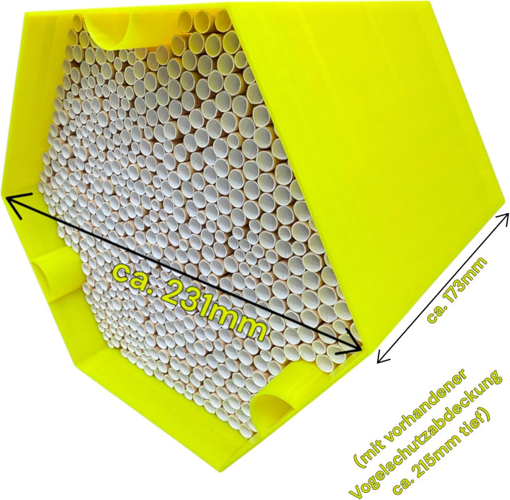Wildbienen-Nisthilfe – absolut haltbar &amp; wetterfest. Insektenhotel mit 600 Nisthülsen. Hochwertiges